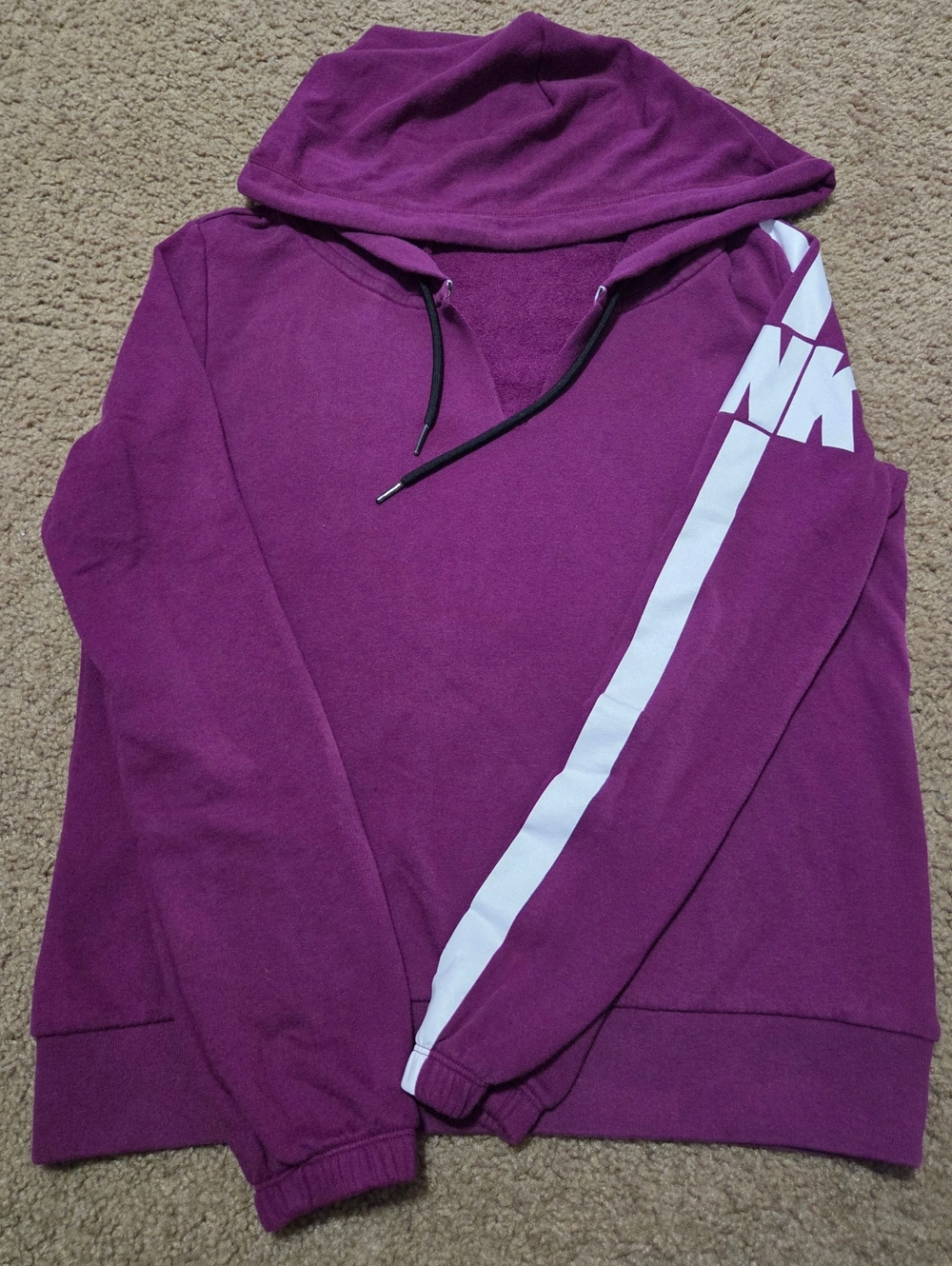 PINK Victoria's Secret Large V-Neck Vintage Spellout Pullover Hoodie